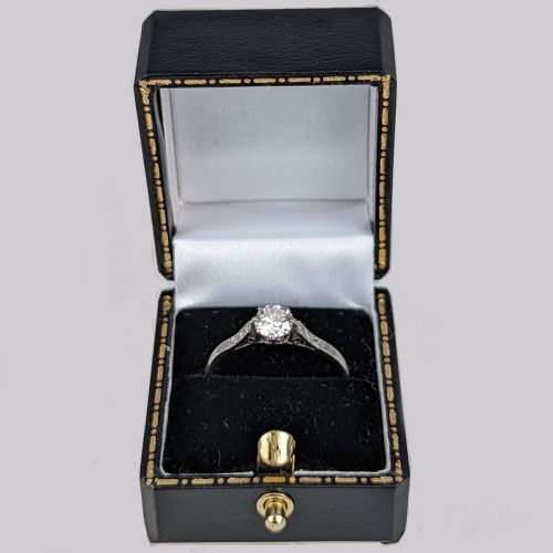 ANTIQUE DIAMOND SOLITAIRE 18CT WHITE GOLD PLATINUM EDWARDIAN ENGAGEMENT RING - ADDITIONAL PHOTO 9