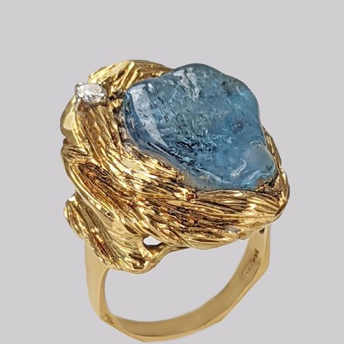 taverna gioielli tourmaline diamond ring 18ct gold vintage italian cocktail ring - CATEGORY: ANTIQUE JEWELLERY - DATED 1960