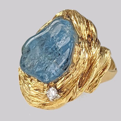 TAVERNA GIOIELLI TOURMALINE DIAMOND RING 18CT GOLD VINTAGE ITALIAN COCKTAIL RING - ADDITIONAL PHOTO 1