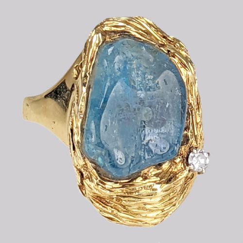 TAVERNA GIOIELLI TOURMALINE DIAMOND RING 18CT GOLD VINTAGE ITALIAN COCKTAIL RING - ADDITIONAL PHOTO 5