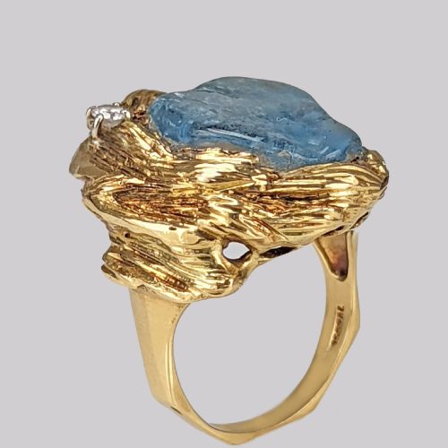 TAVERNA GIOIELLI TOURMALINE DIAMOND RING 18CT GOLD VINTAGE ITALIAN COCKTAIL RING - ADDITIONAL PHOTO 7