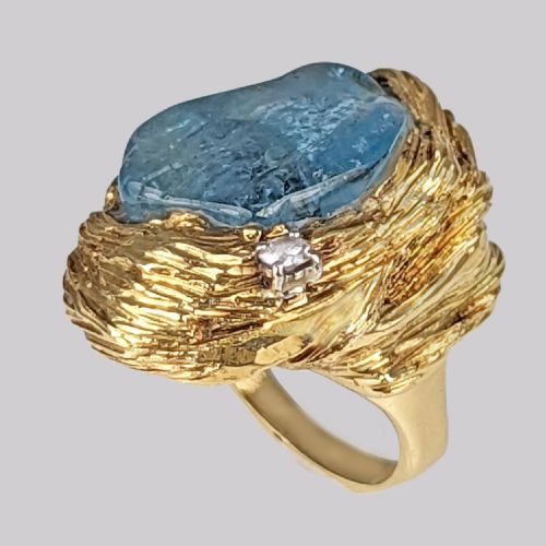 TAVERNA GIOIELLI TOURMALINE DIAMOND RING 18CT GOLD VINTAGE ITALIAN COCKTAIL RING - ADDITIONAL PHOTO 10