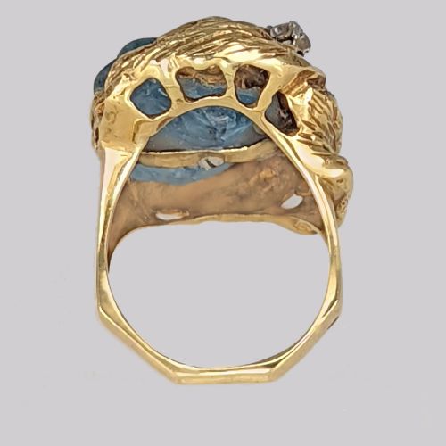 TAVERNA GIOIELLI TOURMALINE DIAMOND RING 18CT GOLD VINTAGE ITALIAN COCKTAIL RING - ADDITIONAL PHOTO 12
