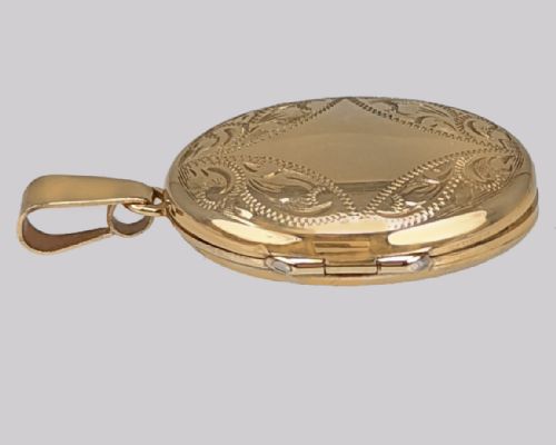 VICTORIAN LOCKET 9CT GOLD ANTIQUE FLORAL ENGRAVED PHOTO LOCKET VINTAGE LOCKET - ADDITIONAL PHOTO 2