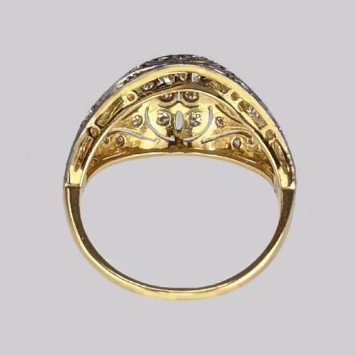 ART DECO OLD CUT DIAMOND 18CT GOLD PLATINUM 1920'S LARGE CLUSTER BOMB RING - ADDITIONAL PHOTO 9