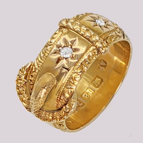 antique diamond buckle ring 18ct gold hallmarked chester 1903 edwardian ring - CATEGORY: ANTIQUE JEWELLERY - DATED EDWARDIAN