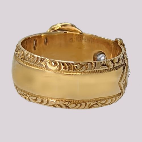 ANTIQUE 18CT GOLD DIAMOND BUCKLE RING EDWARDIAN 1903 CHESTER HALLMARKED UK - ADDITIONAL PHOTO 4