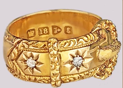 ANTIQUE DIAMOND BUCKLE RING 18CT GOLD HALLMARKED CHESTER 1903 EDWARDIAN RING - ADDITIONAL PHOTO 6
