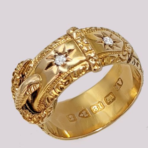 ANTIQUE 18CT GOLD DIAMOND BUCKLE RING EDWARDIAN 1903 CHESTER HALLMARKED UK - ADDITIONAL PHOTO 8