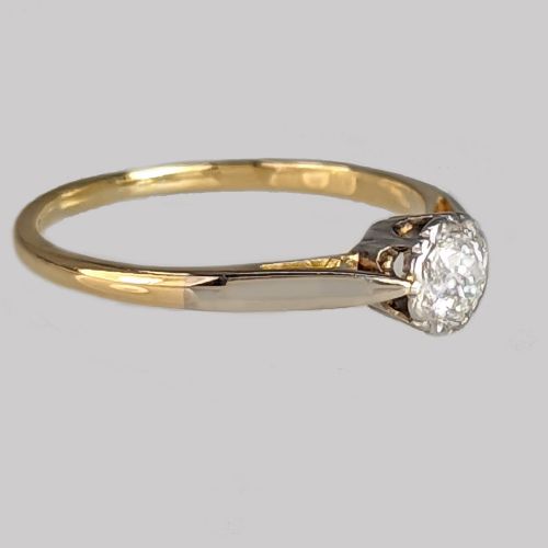 VINTAGE SOLITAIRE RING 18CT GOLD PLATINUM ANTIQUE DIAMOND ENGAGEMENT RING - ADDITIONAL PHOTO 2