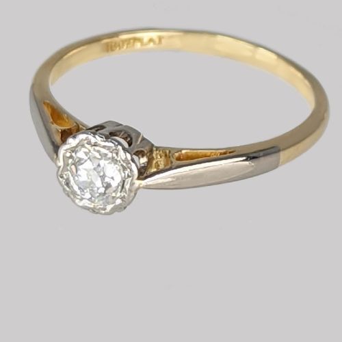 VINTAGE SOLITAIRE RING 18CT GOLD PLATINUM ANTIQUE DIAMOND ENGAGEMENT RING - ADDITIONAL PHOTO 3