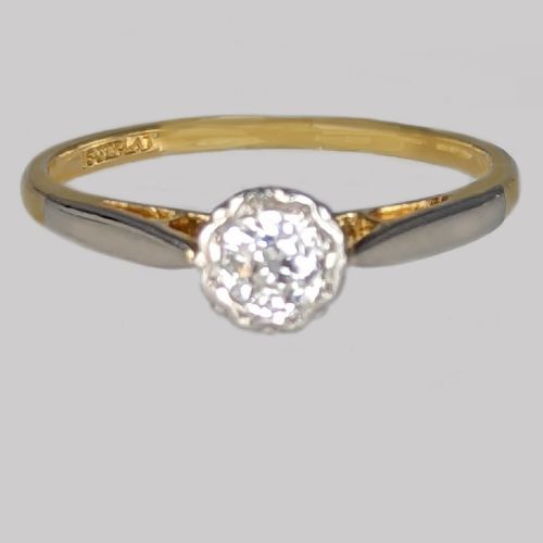 VINTAGE SOLITAIRE RING 18CT GOLD PLATINUM ANTIQUE DIAMOND ENGAGEMENT RING - ADDITIONAL PHOTO 4