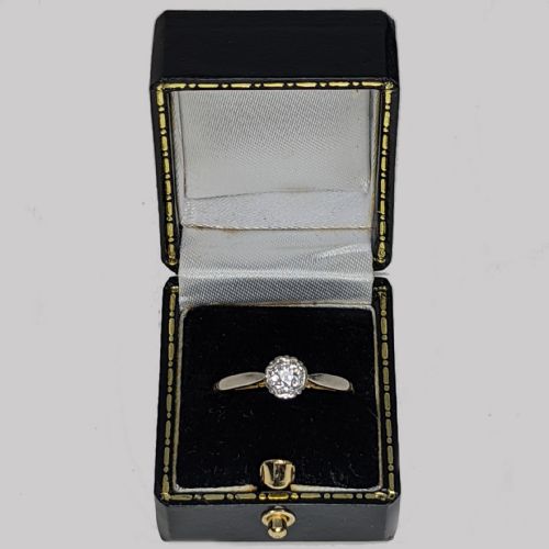 VINTAGE SOLITAIRE RING 18CT GOLD PLATINUM ANTIQUE DIAMOND ENGAGEMENT RING - ADDITIONAL PHOTO 5