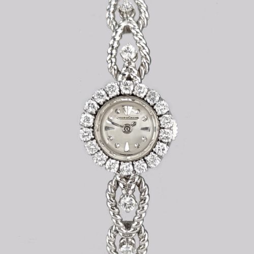 jaegerlecoultre diamond bracelet watch ladies vintage 18ct gold 1950s watch - CATEGORY: ANTIQUE JEWELLERY - DATED 1950