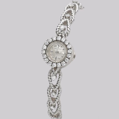 JAEGERLECOULTRE DIAMOND BRACELET WATCH LADIES VINTAGE 18CT GOLD 1950S WATCH - ADDITIONAL PHOTO 1