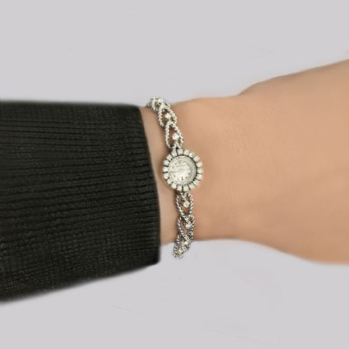 JAEGERLECOULTRE DIAMOND BRACELET WATCH LADIES VINTAGE 18CT GOLD 1950S WATCH - ADDITIONAL PHOTO 2