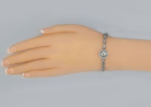 JAEGERLECOULTRE DIAMOND BRACELET WATCH LADIES VINTAGE 18CT GOLD 1950S WATCH - ADDITIONAL PHOTO 3