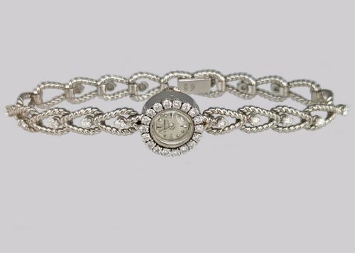 JAEGERLECOULTRE DIAMOND BRACELET WATCH LADIES VINTAGE 18CT GOLD 1950S WATCH - ADDITIONAL PHOTO 8