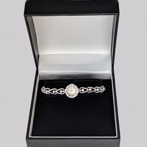 JAEGERLECOULTRE DIAMOND BRACELET WATCH LADIES VINTAGE 18CT GOLD 1950S WATCH - ADDITIONAL PHOTO 11