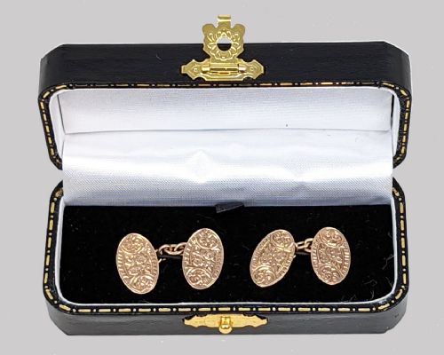VICTORIAN 9CT ROSE GOLD FOLIATE CUFFLINKS ANTIQUE J AITKIN SON BIRMINGHAM 1899 - ADDITIONAL PHOTO 2