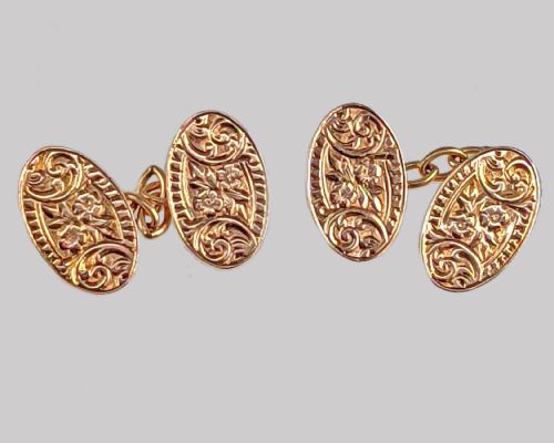 VICTORIAN 9CT ROSE GOLD FOLIATE CUFFLINKS ANTIQUE J AITKIN SON BIRMINGHAM 1899 - ADDITIONAL PHOTO 4