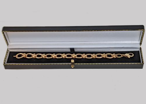 VINTAGE THEO FENNELL BRACELET 9CT GOLD SOLID CURB FANCY LINK WITH LOBSTER CLASP 29 GRAMS - ADDITIONAL PHOTO 4