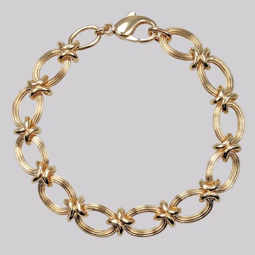 theo fennell bracelet 9ct gold reeded curb knot link with lobster clasp 8long vintage 1960s bracelet - CATEGORY: ANTIQUE JEWELLERY - DATED LATER THAN 1960