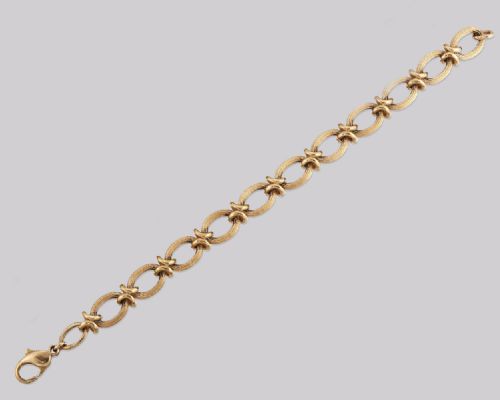 THEO FENNELL BRACELET 9CT GOLD REEDED CURB KNOT LINK WITH LOBSTER CLASP 8LONG VINTAGE 1960S BRACELET - ADDITIONAL PHOTO 1