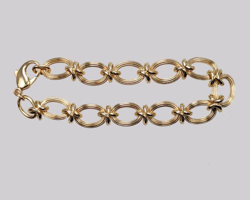 THEO FENNELL BRACELET 9CT GOLD REEDED CURB KNOT LINK WITH LOBSTER CLASP 8LONG VINTAGE 1960S BRACELET - ADDITIONAL PHOTO 3