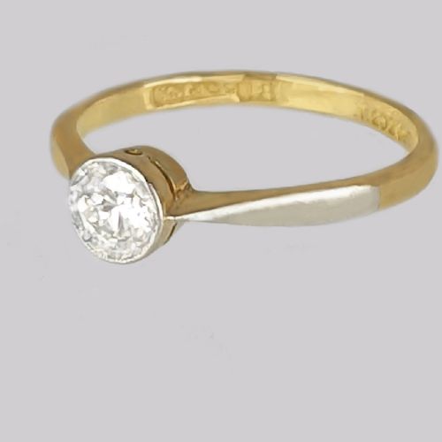 VINTAGE DIAMOND SOLITAIRE ENGAGEMENT RING 18CT GOLD PLATINUM 1950S SINGLE STONE RING - ADDITIONAL PHOTO 1