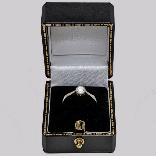 VINTAGE DIAMOND SOLITAIRE ENGAGEMENT RING 18CT GOLD PLATINUM 1950S SINGLE STONE RING - ADDITIONAL PHOTO 4