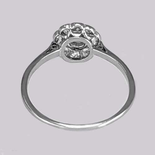 VINTAGE DIAMOND DAISY RING ANTIQUE 18CT WHITE GOLD PLATINUM 1920S CLUSTER RING - ADDITIONAL PHOTO 6