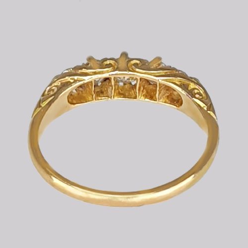 ANTIQUE FIVE STONE RING 18CT GOLD OLD CUT DIAMOND VICTORIAN ENGAGEMENT RING - ADDITIONAL PHOTO 3