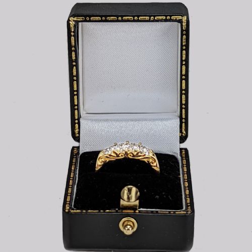 ANTIQUE FIVE STONE RING 18CT GOLD OLD CUT DIAMOND VICTORIAN ENGAGEMENT RING - ADDITIONAL PHOTO 4
