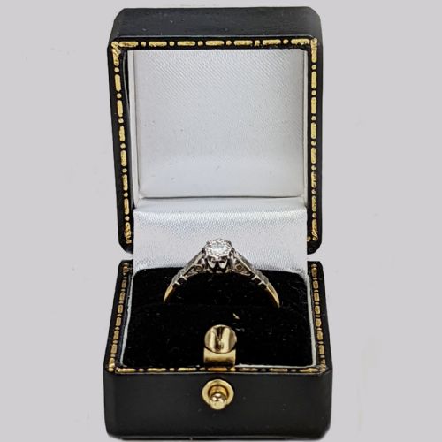 VINTAGE DIAMOND SOLITAIRE ENGAGEMENT RING 18CT GOLD PLATINUM 1950S RING - ADDITIONAL PHOTO 5