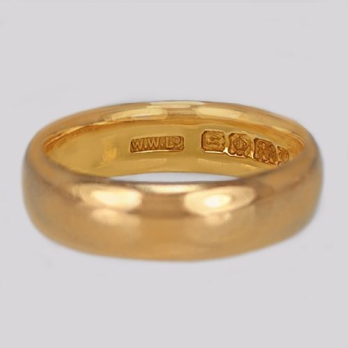 ANTIQUE WEDDING RING HALLMARKED 22CT LONDON 1923 SIZE L 63 GRAMS 5MM WIDE BAND - ADDITIONAL PHOTO 3