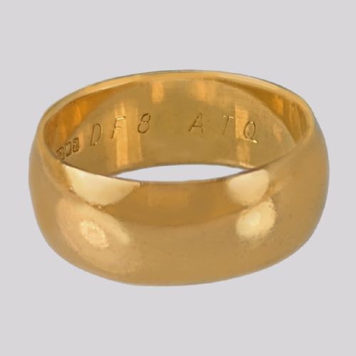 VINTAGE 22CT GOLD WEDDING RING LONDON 1964 BRODY WILLIAMS 9 GRAMS 7MM WIDE N 12 - ADDITIONAL PHOTO 3