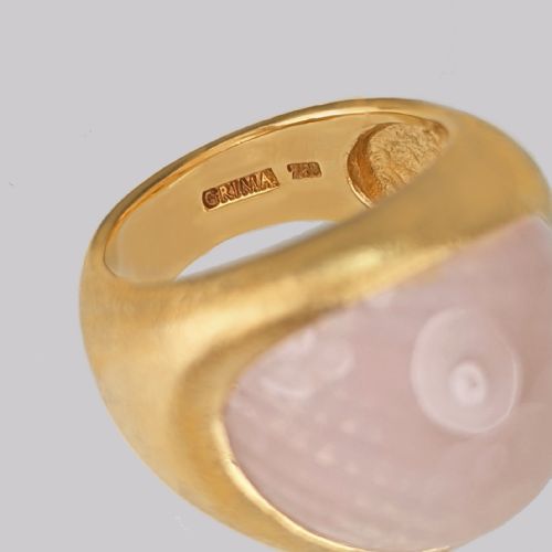 VINTAGE GRIMA ROSE QUARTS RING 18CT GOLD 1960S ANDREW GRIMA HUGE COCKTAIL RING - ADDITIONAL PHOTO 7