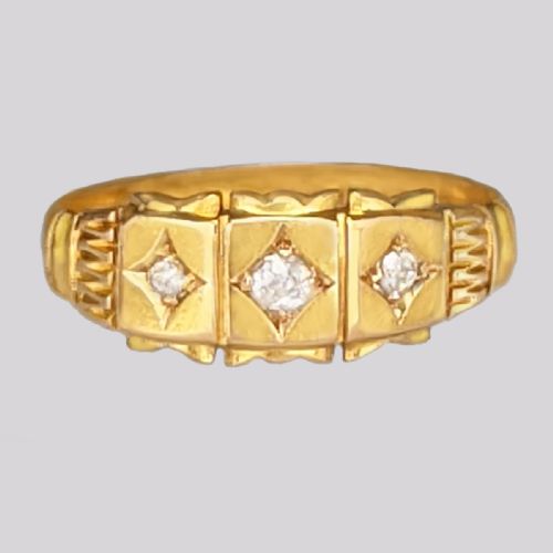 victorian diamond gypsy ring antique 15ct gold trilogy engagement ring chester 1894 - CATEGORY: ANTIQUE JEWELLERY - DATED VICTORIAN