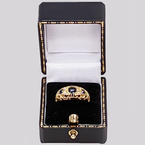 ANTIQUE SAPPHIRE ROSE CUT DIAMOND RING 18CT GOLD VINTAGE RING HALLMARKED BIRMINGHAM 1919 - ADDITIONAL PHOTO 4