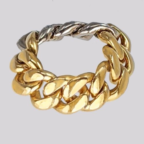VINTAGE CHAIN MAIL DIAMOND RING 18CT GOLD PLATINUM 1950S ENGAGEMENT BAND 145 GRAMS - ADDITIONAL PHOTO 3