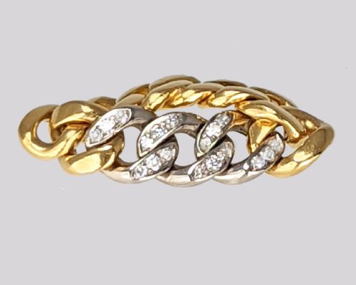 VINTAGE CHAIN MAIL DIAMOND RING 18CT GOLD PLATINUM 1950S ENGAGEMENT BAND 145 GRAMS - ADDITIONAL PHOTO 7