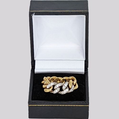 VINTAGE CHAIN MAIL DIAMOND RING 18CT GOLD PLATINUM 1950S ENGAGEMENT BAND 145 GRAMS - ADDITIONAL PHOTO 8