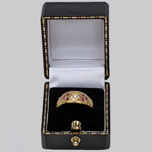 18CT GOLD VICTORIAN DIAMOND RUBY RING ANTIQUE GYPSY RING HALLMARKED BIRMINGHAM 1900 - ADDITIONAL PHOTO 5