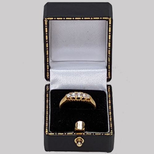 VICTORIAN OLD MINE CUT DIAMOND RING 18CT GOLD FIVE STONE DIAMOND ANTIQUE RING - ADDITIONAL PHOTO 4