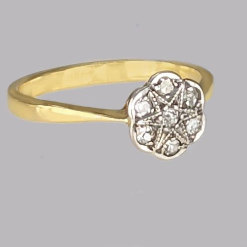 ANTIQUE OLD CUT DIAMOND CLUSTER RING 18CT GOLD VINTAGE 1920S ENGAGEMENT RING - ADDITIONAL PHOTO 4