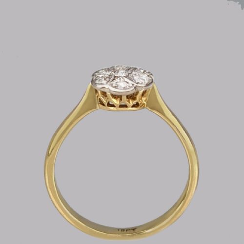 ANTIQUE OLD CUT DIAMOND CLUSTER RING 18CT GOLD VINTAGE 1920S ENGAGEMENT RING - ADDITIONAL PHOTO 5