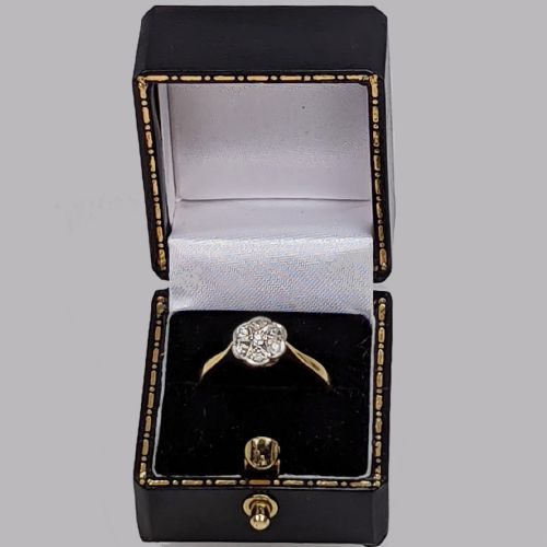 ANTIQUE OLD CUT DIAMOND CLUSTER RING 18CT GOLD VINTAGE 1920S ENGAGEMENT RING - ADDITIONAL PHOTO 6