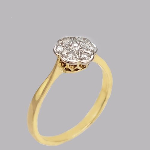 ANTIQUE OLD CUT DIAMOND CLUSTER RING 18CT GOLD VINTAGE 1920S ENGAGEMENT RING - ADDITIONAL PHOTO 8