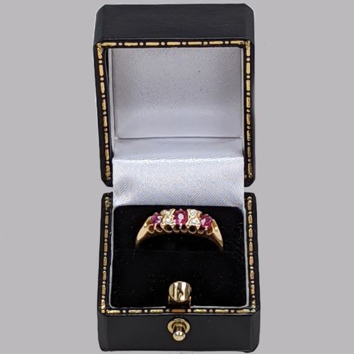 VICTORIAN RUBY DIAMOND RING HALLMARKED 18CT GOLD BIRMINGHAM 1896 ANTIQUE RING - ADDITIONAL PHOTO 5